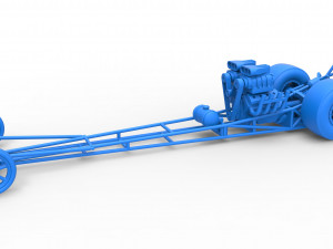 Front engine dragster with double supercharged V8 Scale 1 to 25 3D Print Model