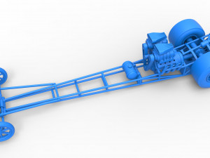 Front engine dragster with double supercharged V8 Scale 1 to 25 3D Print Model