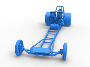 Front engine dragster with double supercharged V8 Scale 1 to 25 3D Print Model