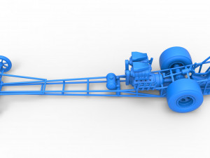 Front engine dragster with double supercharged V8 Scale 1 to 25 3D Print Model