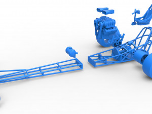 Front engine dragster with double supercharged V8 Scale 1 to 25 3D Print Model