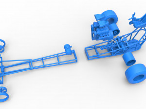 Front engine dragster with double supercharged V8 Scale 1 to 25 3D Print Model