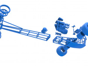Front engine dragster with double supercharged V8 Scale 1 to 25 3D Print Model