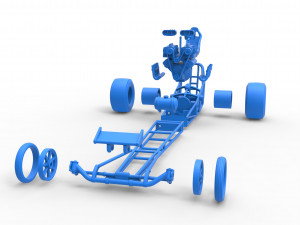 Front engine dragster with double supercharged V8 Scale 1 to 25 3D Print Model