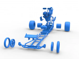 Front engine dragster with double supercharged V8 Scale 1 to 25 3D Print Model