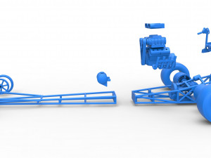 Front engine dragster with double supercharged V8 Scale 1 to 25 3D Print Model