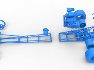Front engine dragster with double supercharged V8 Scale 1 to 25 3D Print Model