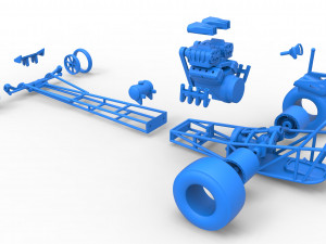 Front engine dragster with double supercharged V8 Scale 1 to 25 3D Print Model