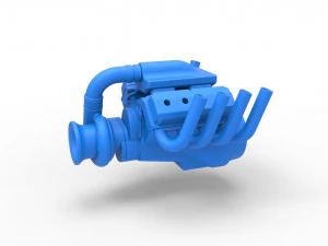 Funny car Turbo Engine V8 Scale 1 to 25 3D Print Model