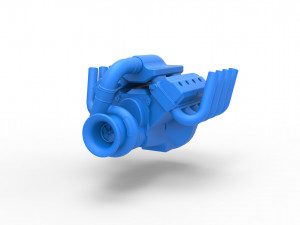Funny car Turbo Engine V8 Scale 1 to 25 3D Print Model