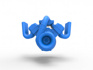 Funny car Turbo Engine V8 Scale 1 to 25 3D Print Model
