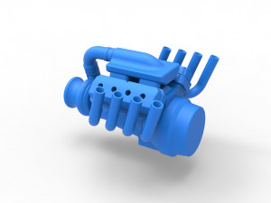 Funny car Turbo Engine V8 Scale 1 to 25 3D Print Model