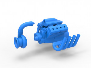 Funny car Turbo Engine V8 Scale 1 to 25 3D Print Model