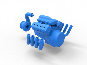 Funny car Turbo Engine V8 Scale 1 to 25 3D Print Model