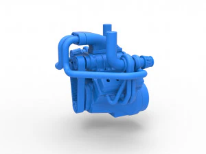 Двигатель V8 с двойным турбонаддувом, шкала от 1 до 25 3D Принт Модель