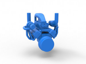 Twin turbo supercharged V8 Engine Scale 1 to 25 3D Print Model