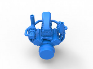 Twin turbo supercharged V8 Engine Scale 1 to 25 3D Print Model