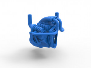 Twin turbo supercharged V8 Engine Scale 1 to 25 3D Print Model