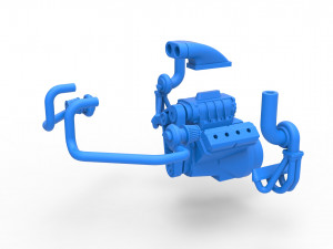 Twin turbo supercharged V8 Engine Scale 1 to 25 3D Print Model