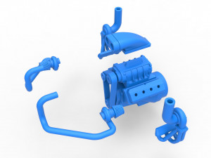 Twin turbo supercharged V8 Engine Scale 1 to 25 3D Print Model