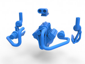 Twin turbo supercharged V8 Engine Scale 1 to 25 3D Print Model