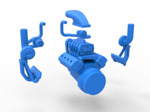 Twin turbo supercharged V8 Engine Scale 1 to 25 3D Print Model