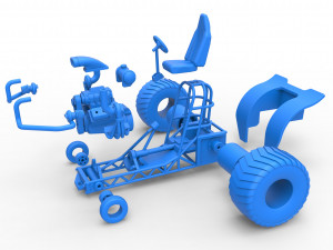 Mini Rod pulling tractor 6 Scale 1 to 25 3D Принт Модель