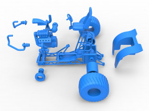 Mini Rod pulling tractor 6 Scale 1 to 25 3D Принт Модель