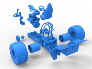 Mini Rod pulling tractor 6 Scale 1 to 25 3D Принт Модель