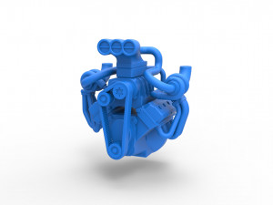 Twin turbo supercharged V8 Engine Version 2 Scale 1 to 25 3D Baskı Modeli