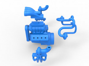 Twin turbo supercharged V8 Engine Version 2 Scale 1 to 25 3D Baskı Modeli