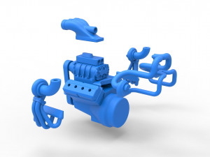 Twin turbo supercharged V8 Engine Version 2 Scale 1 to 25 3D Baskı Modeli