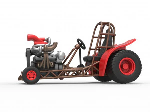 Mini Rod pulling tractor 7 Scale 1 to 25 3D Print Model