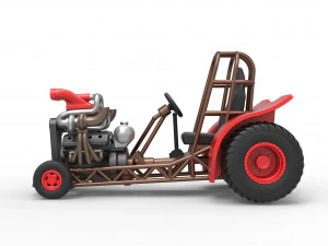 Mini Rod pulling tractor 7 Scale 1 to 25 3D Print Model