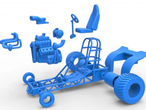 Mini Rod pulling tractor 7 Scale 1 to 25 3D Print Model