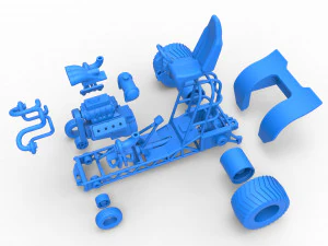 Mini Rod pulling tractor 7 Scale 1 to 25 3D Print Model