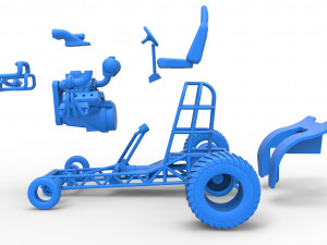 Mini Rod pulling tractor 7 Scale 1 to 25 Model do druku 3D