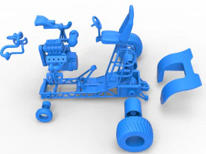 Mini Rod pulling tractor 7 Scale 1 to 25 3D Print Model