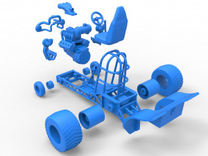 Mini Rod pulling tractor 7 Scale 1 to 25 Model do druku 3D