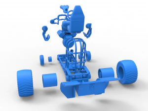 Mini Rod pulling tractor 7 Scale 1 to 25 3D Print Model