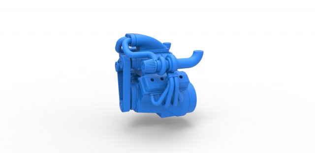 Twin turbo supercharged V8 Engine Version 3 Scale 1 to 25 3D Принт Модель .c4d .max .obj .3ds .fbx .stl .blend
