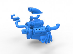 Twin turbo supercharged V8 Engine Version 3 Scale 1 to 25 3D Принт Модель