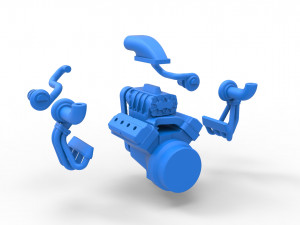 Twin turbo supercharged V8 Engine Version 3 Scale 1 to 25 3D Принт Модель
