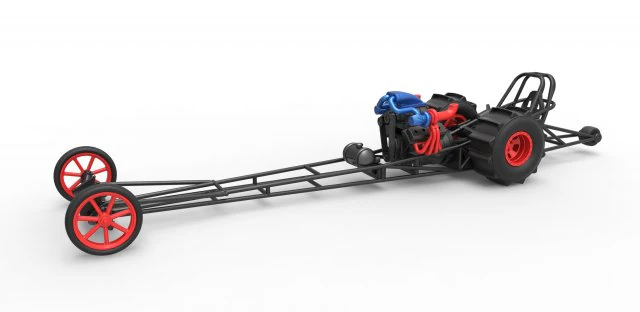Front engine dirt dragster with turbo V8 Scale 1 to 25 3D Print Model .c4d .max .obj .3ds .fbx .stl .blend 