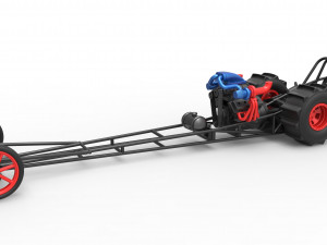 Front engine dirt dragster with turbo V8 Scale 1 to 25 3D Print Model