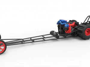 前置发动机污垢高速赛车，配备涡轮 V8 比例 1 至 25 3D 打印模型