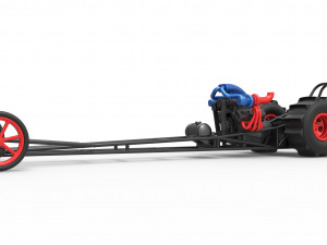 Front engine dirt dragster with turbo V8 Scale 1 to 25 3D Print Model