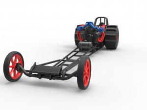 Front engine dirt dragster with turbo V8 Scale 1 to 25 3D Print Model