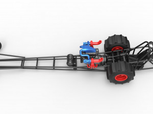 Front engine dirt dragster with turbo V8 Scale 1 to 25 3D Print Model