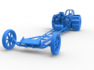 Front engine dirt dragster with turbo V8 Scale 1 to 25 3D Print Model